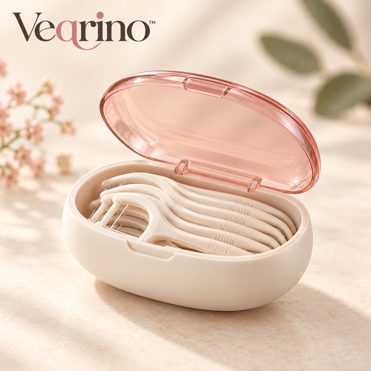 Veqrino™ Blush Travel Floss Pick Case