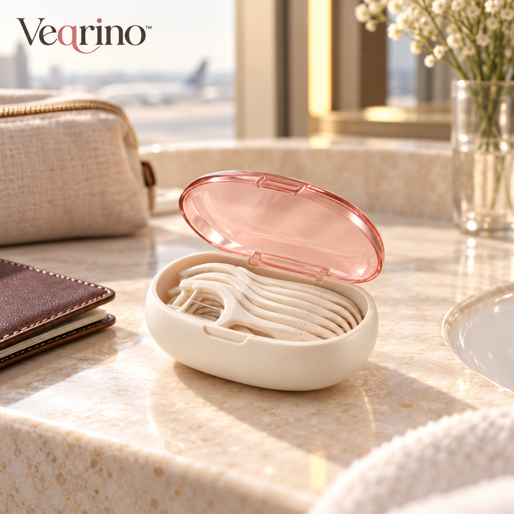 Veqrino™ Blush Travel Floss Pick Case