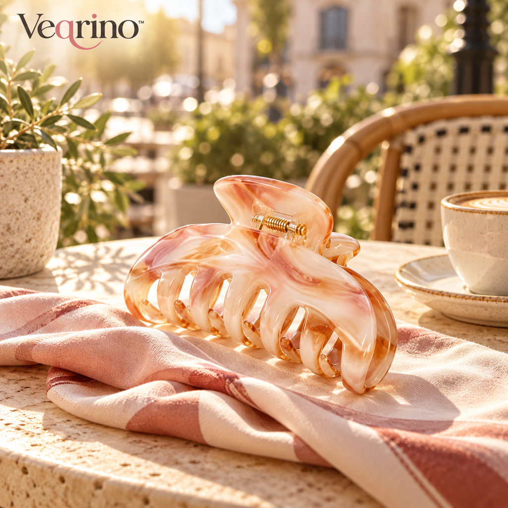 Veqrino™ Blush Marble Acetate Claw Clip
