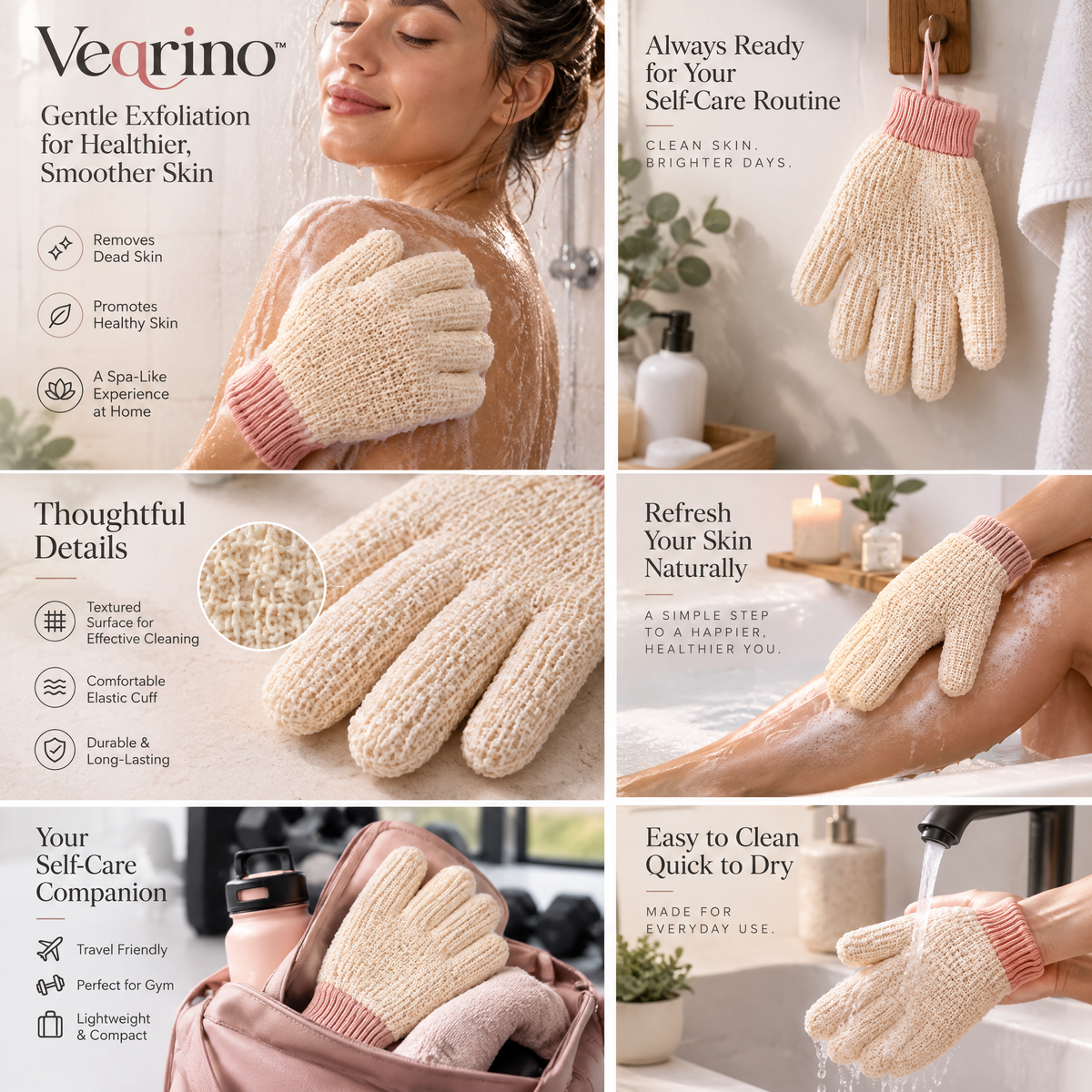 Exfoliating glove texture detail