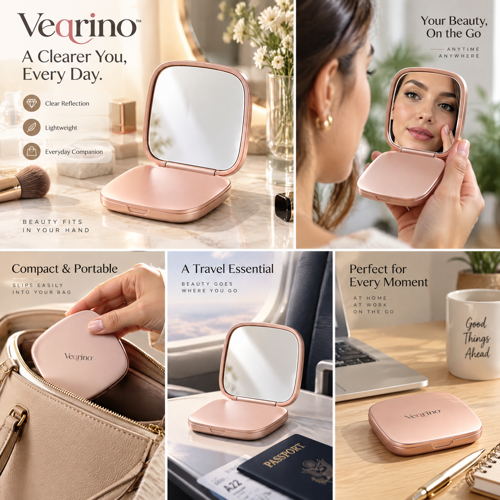 Veqrino™ FoldAway Compact Makeup Mirror