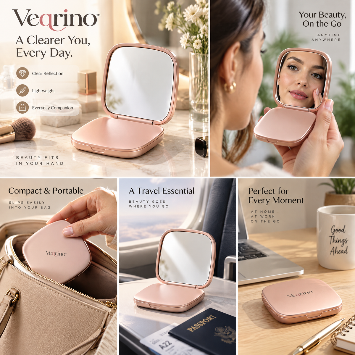 Veqrino™ FoldAway Compact Makeup Mirror
