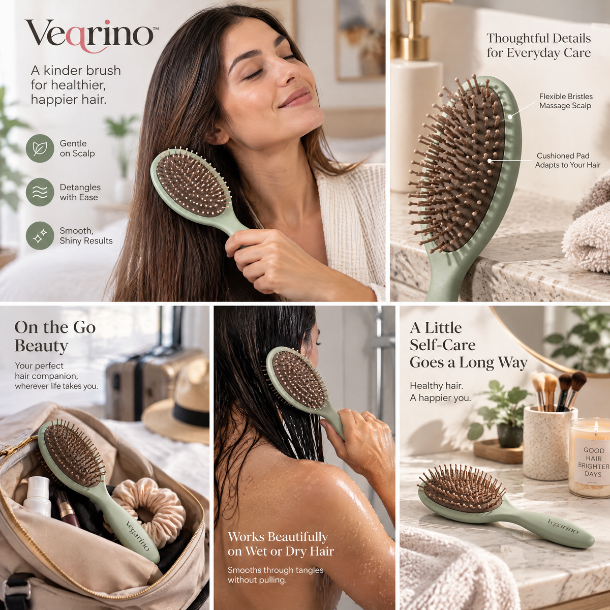 Veqrino™ GentleGlide Detangling Cushion Brush
