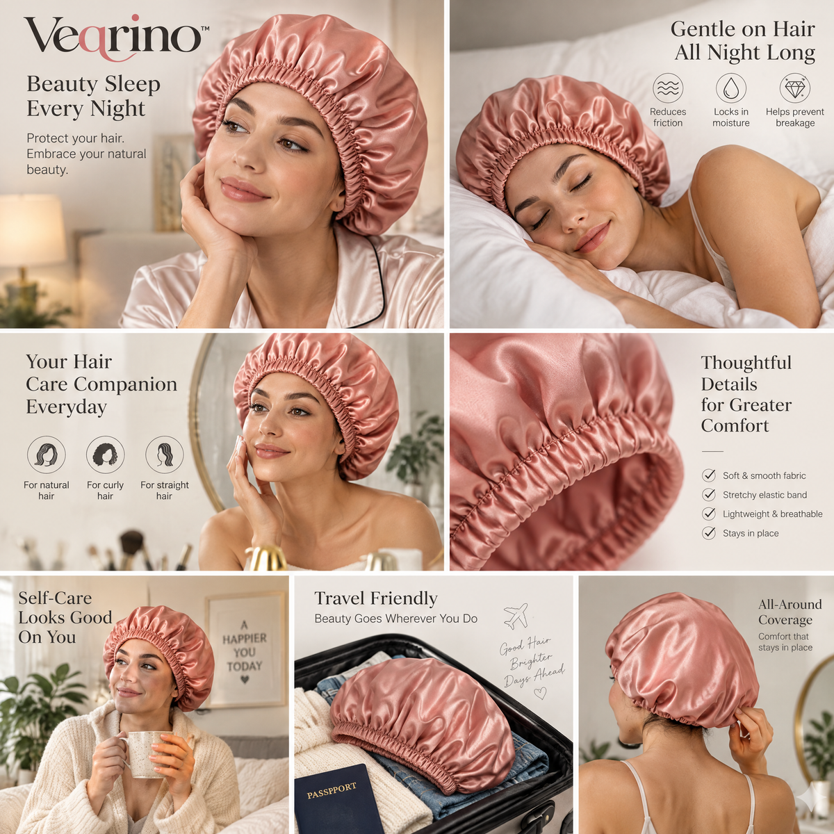 Veqrino™ SatinShield Waterproof Shower Cap
